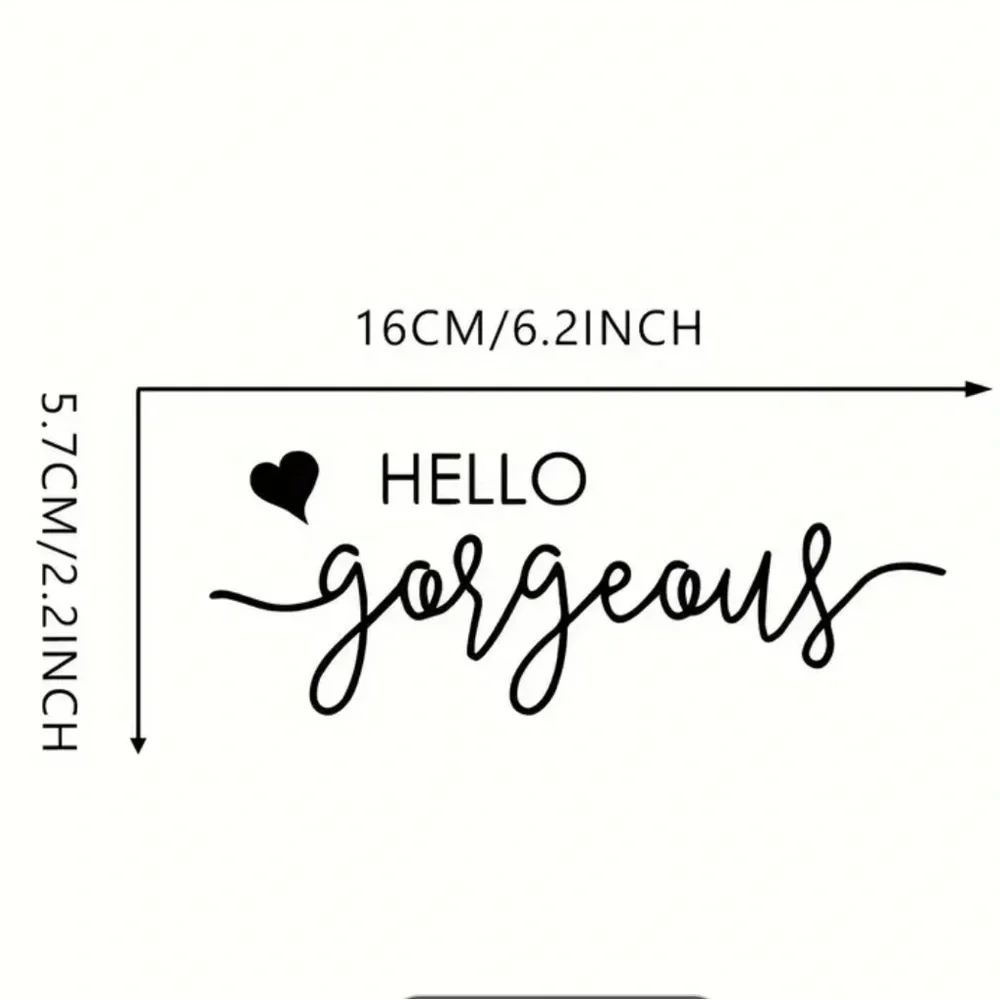 Hello Gorgeous Pink Mirror Decal Script Vinyl Wall Sticker Vanity Decor New